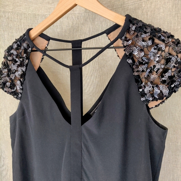 BCBGMaxAzria Sierra Blouse with Sequined Cap Sleeves - Picture 5 of 9